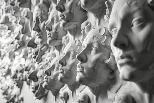 Digital abstract portrait from the wall to the wall