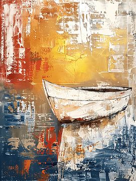 Abstraktes weißes Boot, Acryl von ColorWorldwide