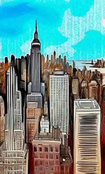 Skyline new York cartoony van Niek Traas