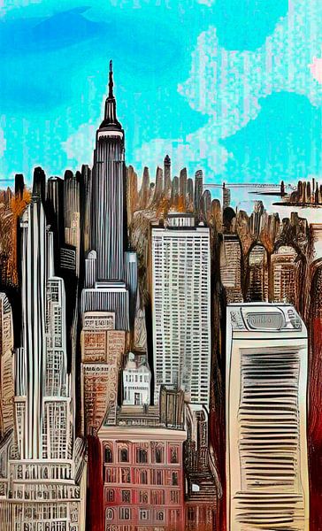 Skyline new York cartoony van Niek Traas