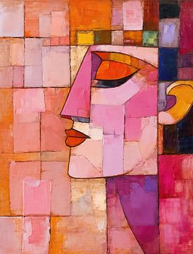 Kleurblokken | Vrouw Portret Kleurblokken van De Mooiste Kunst