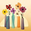 Vijf bloemen minimalistisch stilleven van Tanja Udelhofen