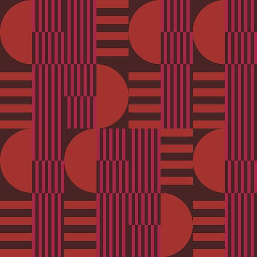 Abstracte geometrische kunst in retrostijl in roze, oranje en bruin nr. 4