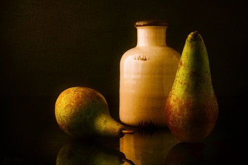 Stilleven met peren en een vaas