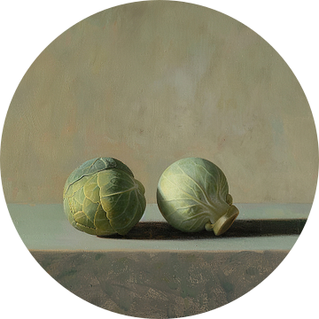 Groenteschilderij | Serene Cabbage Duo (gezien bij vtwonen) van Kunst Kriebels
