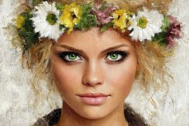 portrait d'une femme avec des fleurs sur Egon Zitter