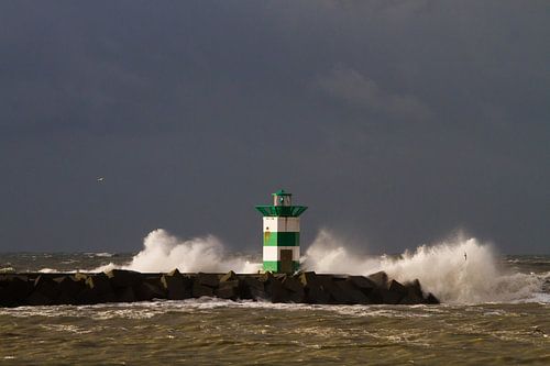 Golfen breken over zuiderhavenhoofd Scheveningen