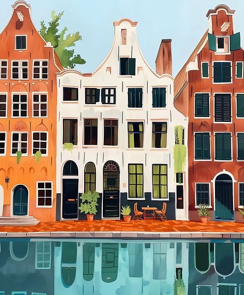 Amsterdamer Grachtenhaus Illustration von But First Framing