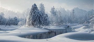 Panorama winter landschap achtergrond illustratie van Animaflora PicsStock