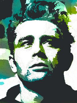 James Dean Abstract Pop Art Portret in  Groen Blauw Zwart