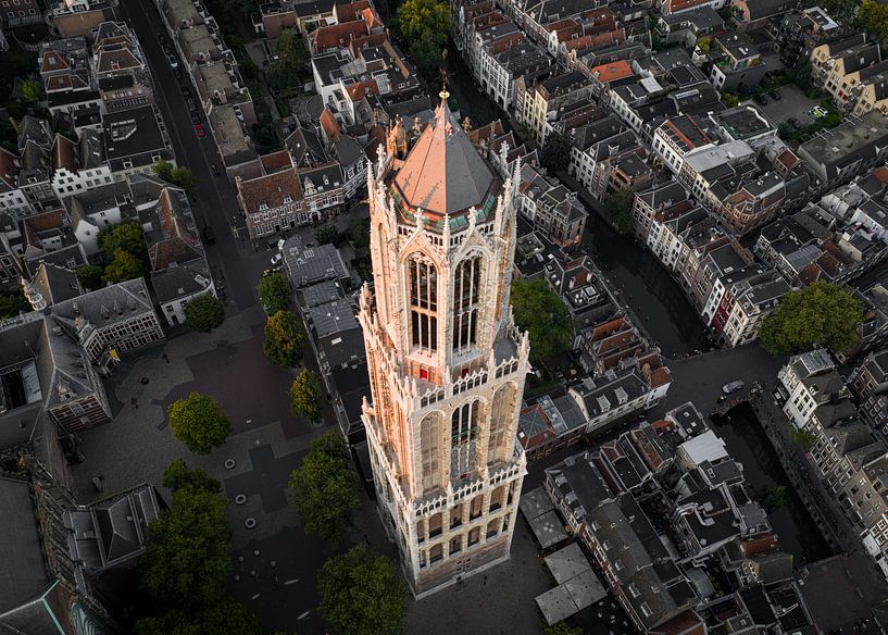 Utrecht's Dom tower in the golden morning light by Bas van Setten