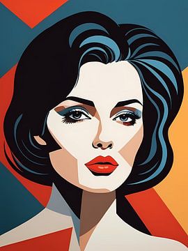 Pop Art Vrouwenportret Abstract Geometrische Kunst