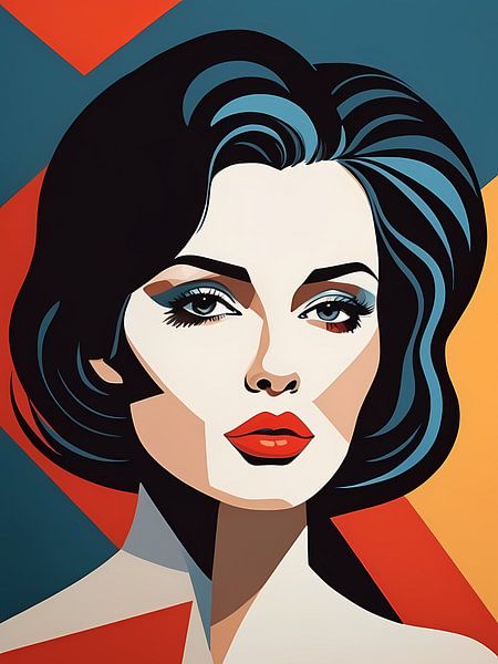 Pop Art Vrouwenportret Abstract Geometrische Kunst van 1xMerch