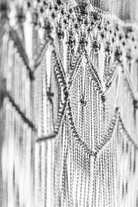 Textuur van Ambacht Gedetailleerd Macramé in Zwart-Wit