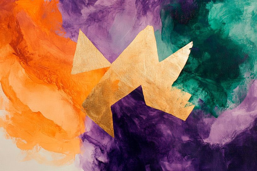 Abstract colours with golden accents by Poster Art Shop