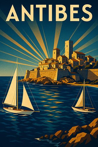 Antibes Art Deco Poster - Franse Rivièra kustschoonheid