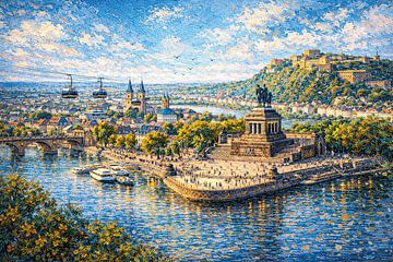Koblenz in Duitsland, een impressionistisch schilderij. van Galerij Hoppenbrouwers