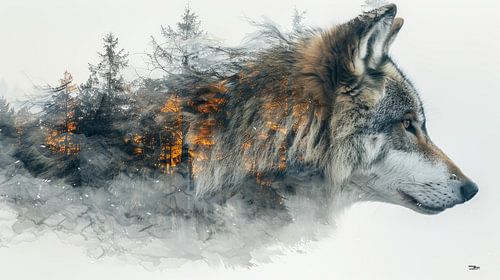 multiple exposure tussen dier en natuur