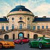 Porsches devant le château de Solitude Stuttgart Peinture sur Paul Meijering