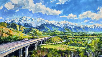 Road through a green landscape by Frank Heinz