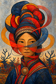 Sámi - portrait surréaliste avec des rubans
