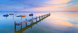 Panorama photo of the sunset over the IJsselmeer by Bas Meelker
