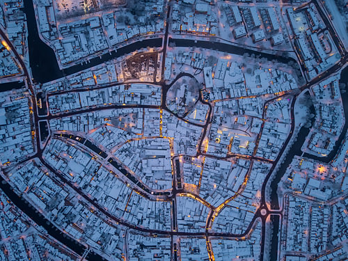 Sneek under the snow – the town from above
