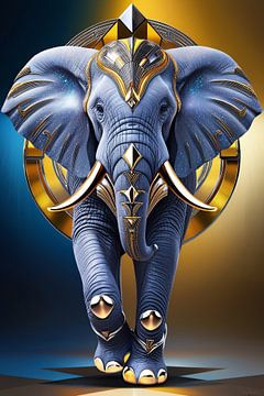 Art deco olifant schilderij van Art & Soul Creations