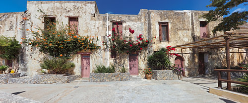 The flower-filled Preveli Monastery