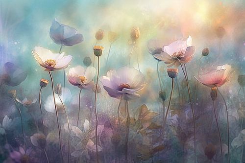 Klaprozen in delicate roze waterverf