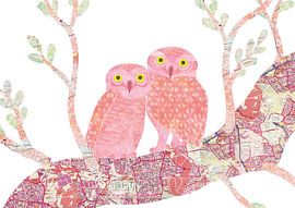 Collage « Couple de chouettes » sur Carlijn van der Leede