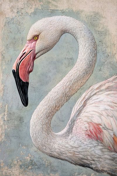 Flamingo in Profile Subtle Soft Pink Elegance by Eva Lee