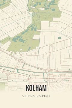 Vintage landkaart van Kolham (Groningen) van MijnStadsPoster