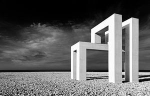 Skulptur am Strand von Le Havre, Frankreich