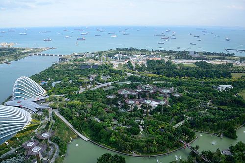 Uitkijkend over Gardens by the Bay