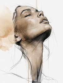 Serene Portrait of a Woman in Beige and Black by SPEQ ART