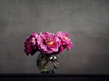 Peonies in vase by Mariska Vereijken