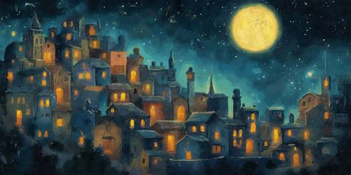 Dreamy City under the Full Moon