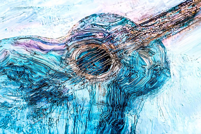 Abstract guitar in blue tones by Imperial Art House