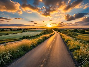 Beautiful Dutch landscape with setting sun by The Photo Artist