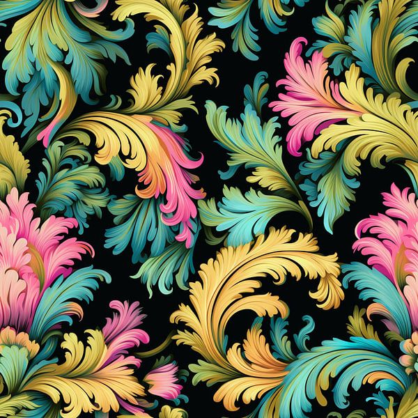 Tegelpatroon pastel veren bladeren gestileerd Vlaams van gm_designs