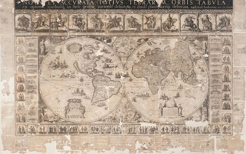 Wall map of the world in two hemispheres, Willem Jansz. Blaeu by Masterful Masters