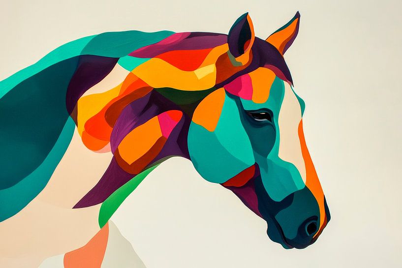 Liberté colorée - Portrait de cheval Elégance vivante - Chevaux par Poster Art Shop