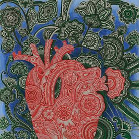 Human Heart in Zen Doodle-stijl van ZenArtLin