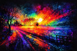 Neonpfad im Abendlicht – Radiant Sunset Pathway von ButterflyPix