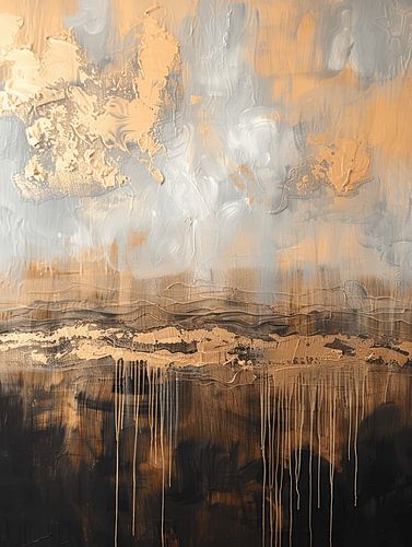 Moderne et abstrait dans les tons de terre et d'or