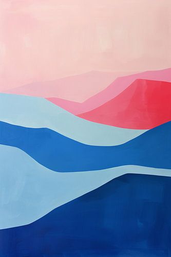 Abstract kleurrijk landschap met golvende heuvels