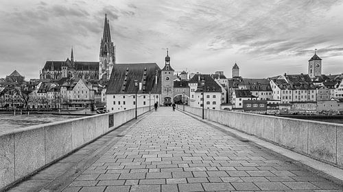 Uitzicht op Rothenburg vanaf de stenen brug