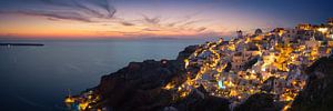 Panorama du coucher de soleil à Oia / Santorin