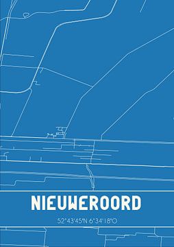 Blauwdruk | Landkaart | Nieuweroord (Drenthe) van MijnStadsPoster